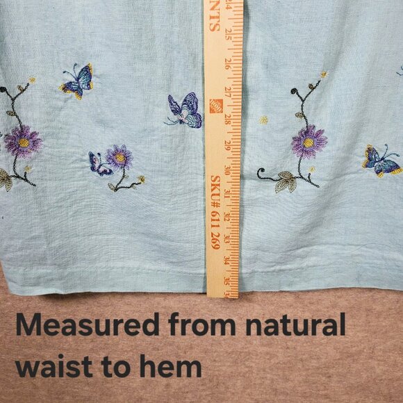 Sag Harbor Linen Maxi Dress, Size 12, Light Blue Embroidered Butterflies 🦋 - Picture 13 of 16